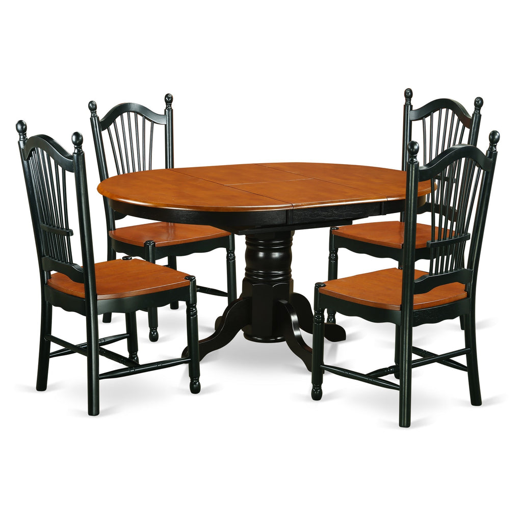 East West Furniture KEDO5-BCH-W 5 Piece Dining Room Furniture Set Includes an Oval Kitchen Table with Butterfly Leaf and 4 Dining Chairs, 42x60 Inch, Black & Cherry