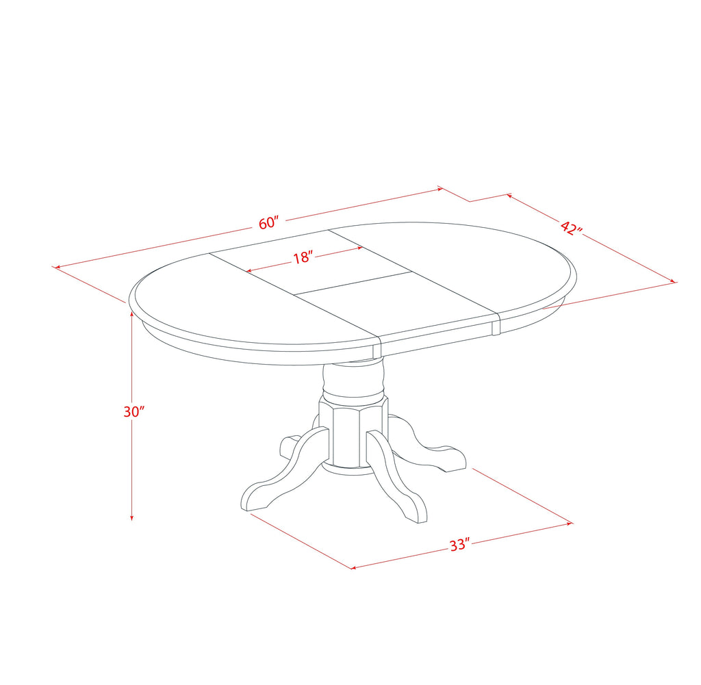 East West Furniture KEDA7-BCH-W 7 Piece Dining Set Consist of an Oval Dining Room Table with Butterfly Leaf and 6 Wood Seat Chairs, 42x60 Inch, Black & Cherry