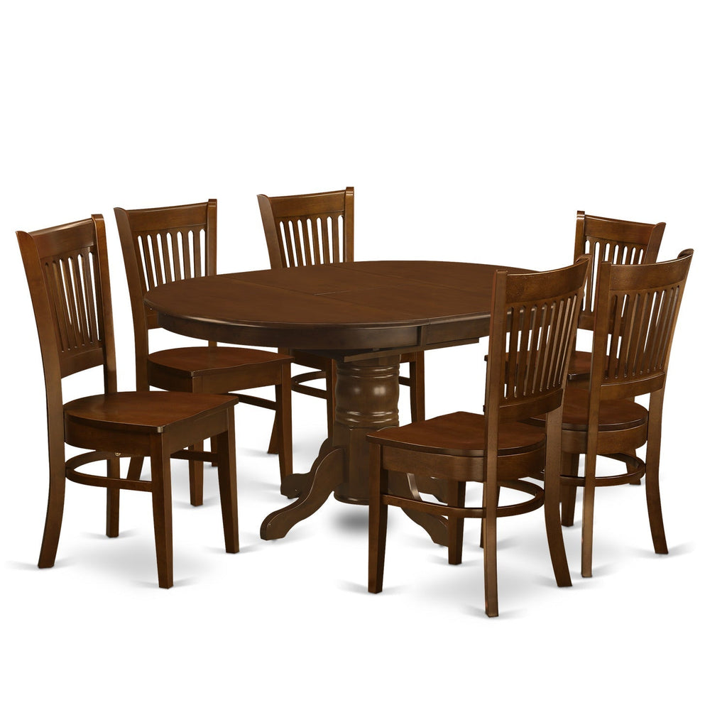 East West Furniture KEVA7-ESP-W 7 Piece Dining Set Consist of an Oval Dining Room Table with Butterfly Leaf and 6 Wood Seat Chairs, 42x60 Inch, Espresso