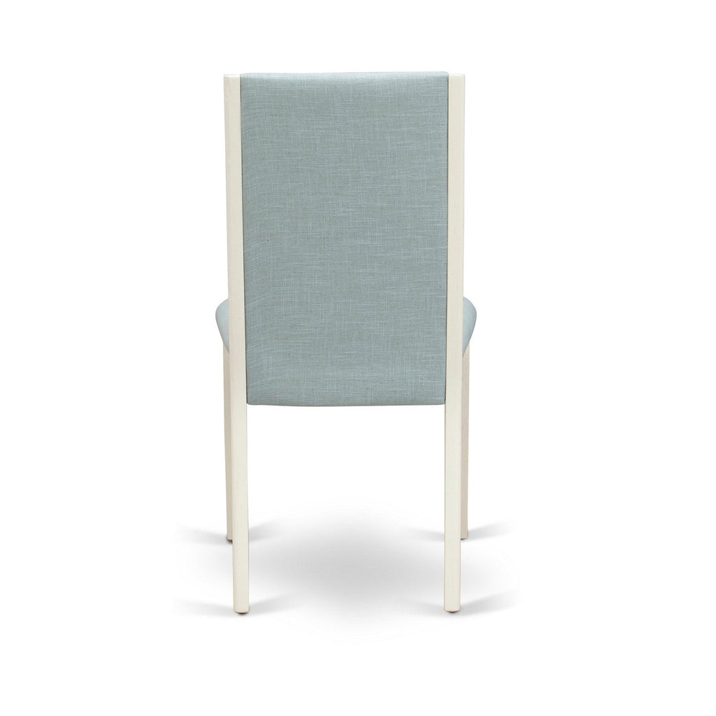 East West Furniture X027LA015-7 7 Piece Dining Room Furniture Set Consist of a Rectangle Dining Table with X-Legs and 6 Baby Blue Linen Fabric Parsons Chairs, 40x72 Inch, Multi-Color