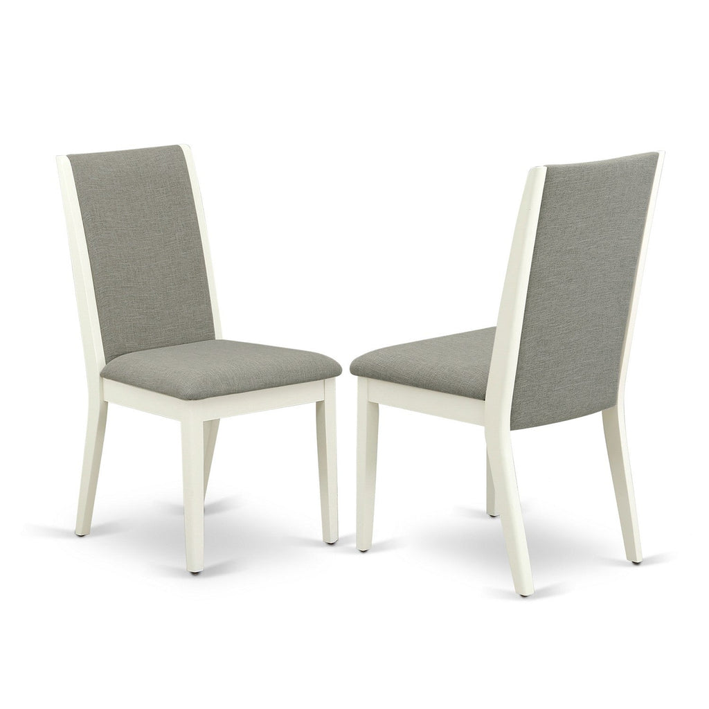 East West Furniture LGLA7-LWH-06 7 Piece Dinette Set Consist of a Rectangle Dining Table with Butterfly Leaf and 6 Shitake Linen Fabric Parson Dining Room Chairs, 42x84 Inch, Linen White