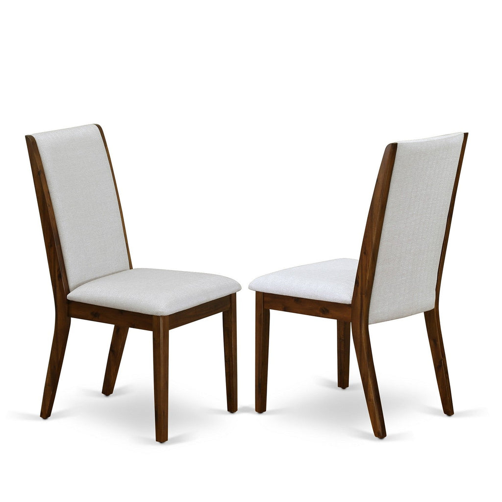 East West Furniture LALA7-78-05 7 Piece Dining Set Consist of a Rectangle Dining Room Table with Butterfly Leaf and 6 Grey Linen Fabric Upholstered Chairs, 42x92 Inch, Jacobean