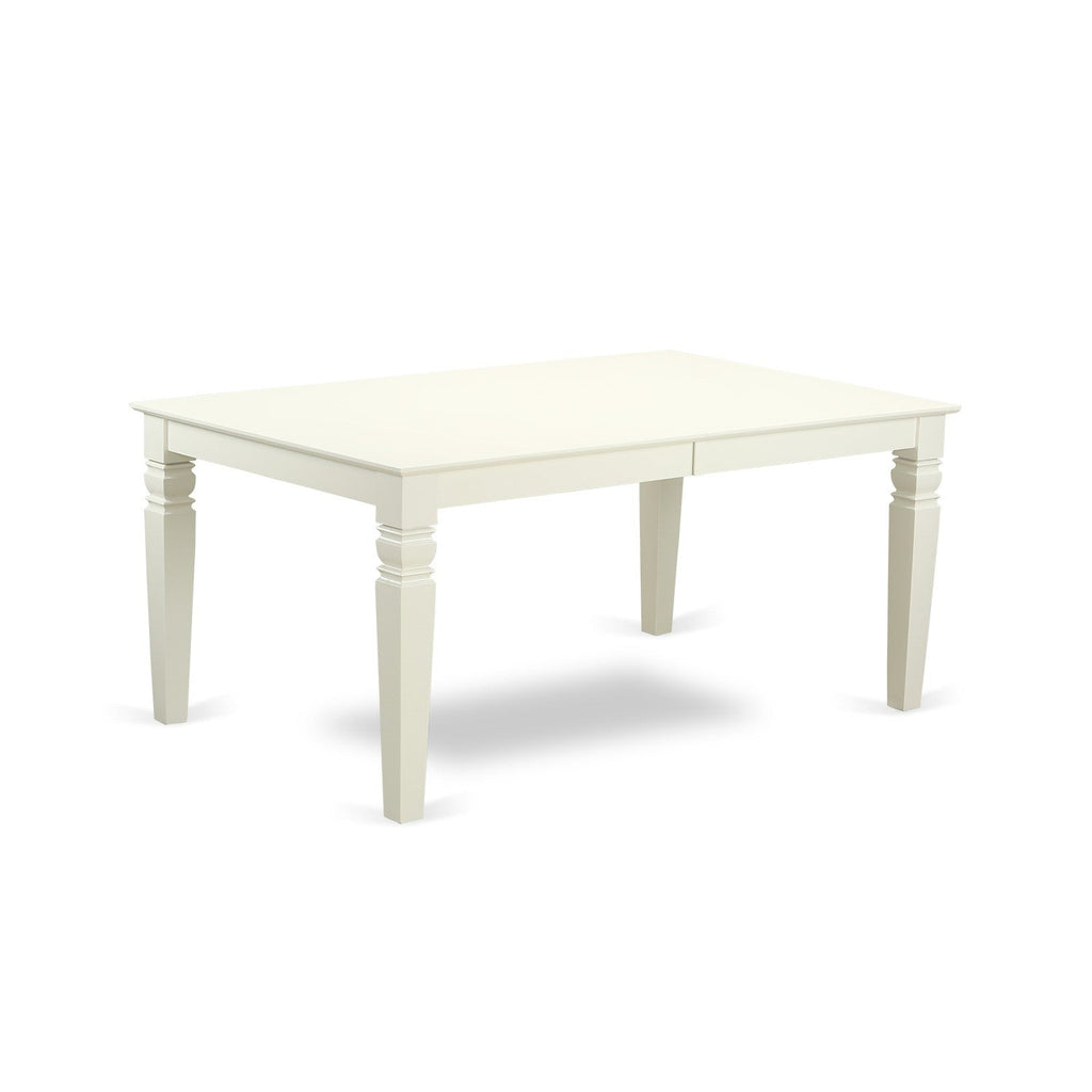 LGVE5-LWH-15 5Pc Dining Table Set - 42x84" Rectangular Table and 4 Parson Chairs - Linen White Color