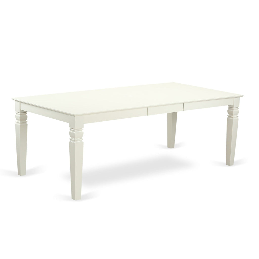 LGVE5-LWH-15 5Pc Dining Table Set - 42x84" Rectangular Table and 4 Parson Chairs - Linen White Color