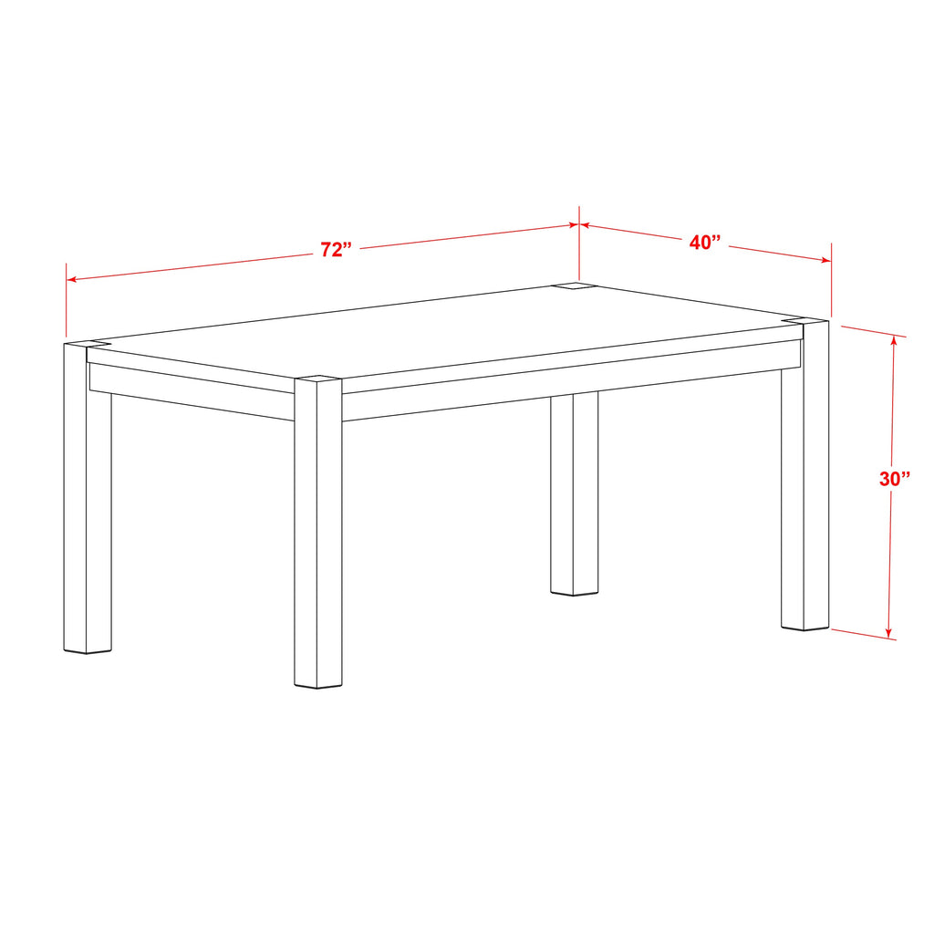 East West Furniture LM7-07-T Lismore Modern Dining Table - Rectangle Rustic Farmhouse Table , 40x72 Inch, Jacobean