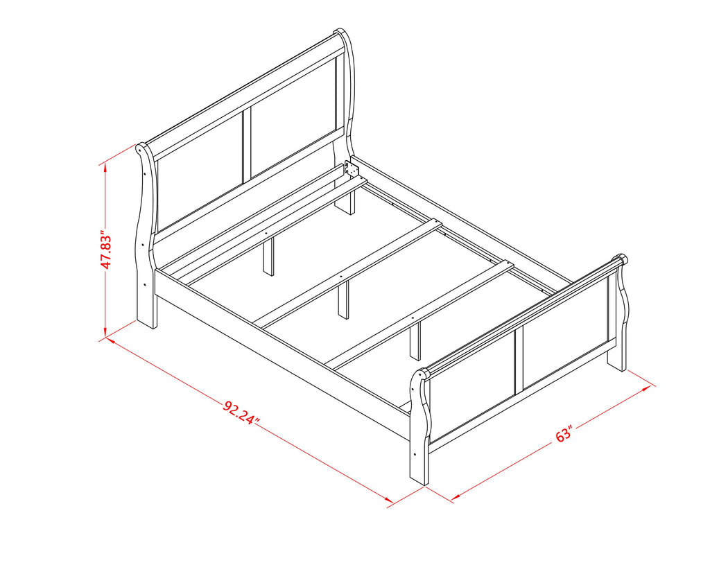 LP03-QC0000 Louis Philippe 2 Piece Queen Size Bedroom Set in Walnut Finish with Queen Bed & Chest