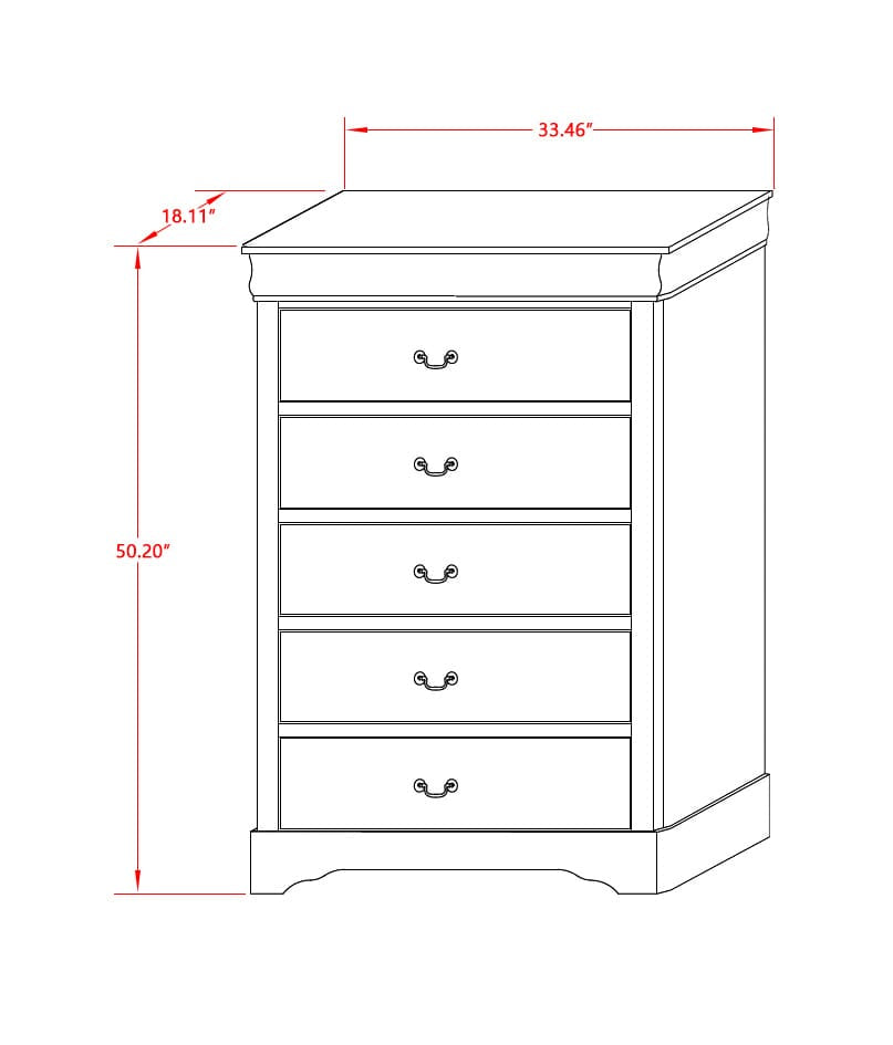 LP03-Q1NC00 Louis Philippe 3 Piece Queen Size Bedroom Set in Walnut Finish with Queen Bed, Nightstand & Chest