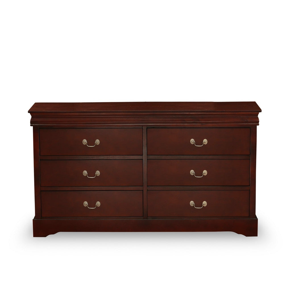 LP03-QDM000 Louis Philippe 3 Piece Queen Size Bedroom Set in Walnut Finish with Queen Bed, Dresser with Mirror