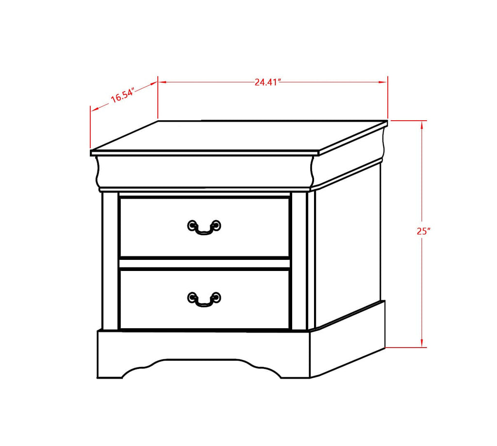 LP03-Q1NDMC Louis Philippe 5 Piece Queen Size Bedroom Set in Walnut Finish with Queen Bed, Nightstand, Dresser with Mirror & Chest