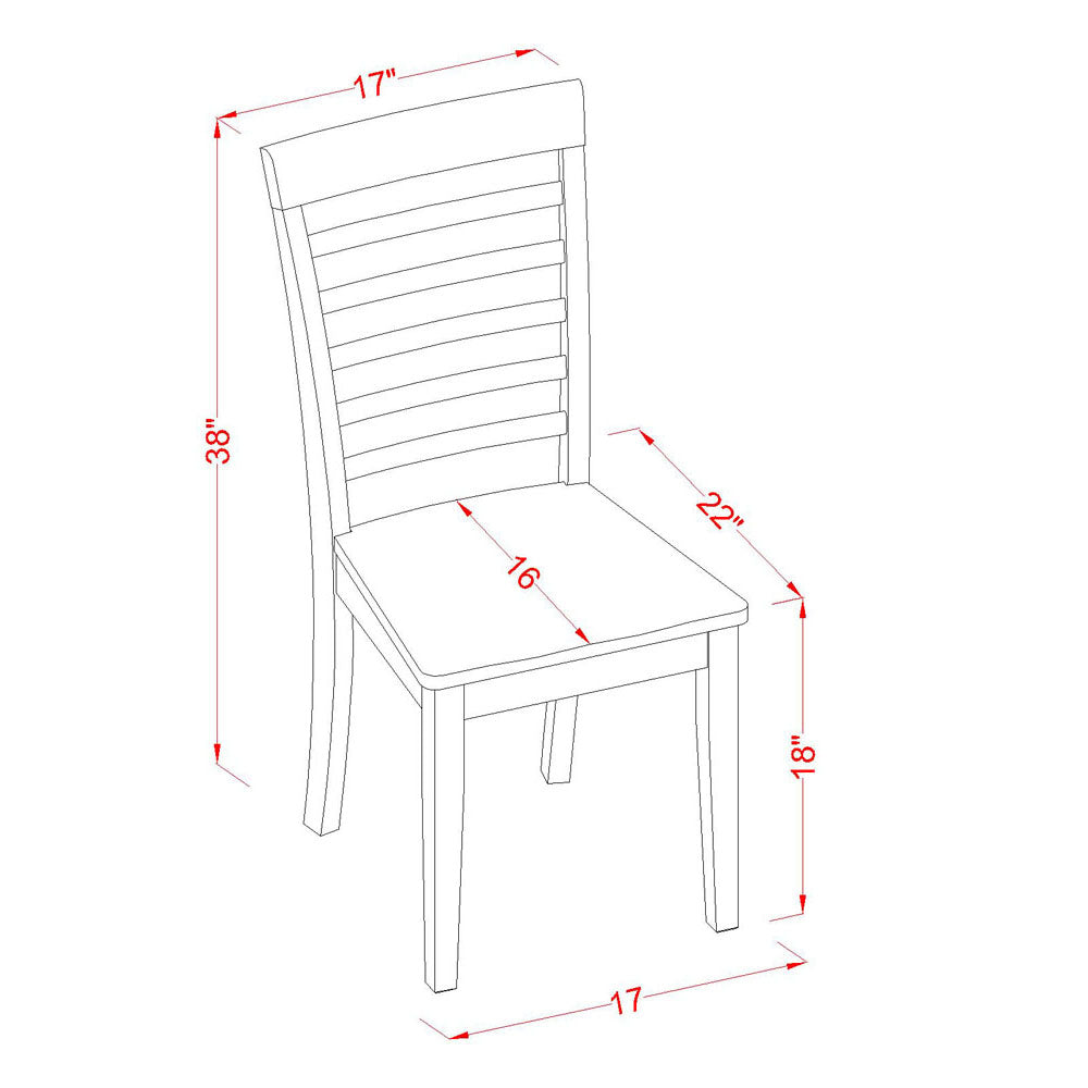 East West Furniture DOML5-MAH-W 5 Piece Dinette Set for 4 Includes a Rectangle Dining Room Table with Butterfly Leaf and 4 Dining Chairs, 42x78 Inch, Mahogany