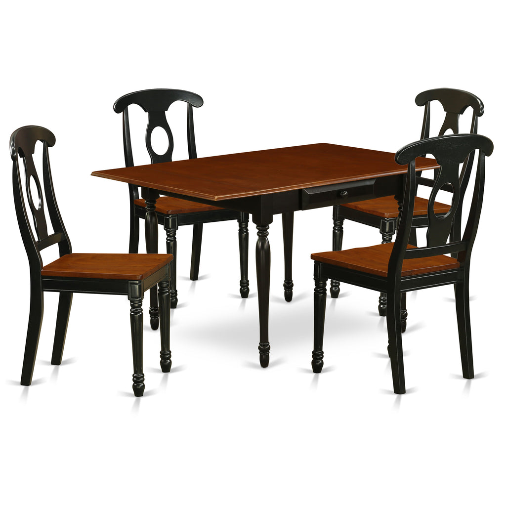 East West Furniture MZKE5-BCH-W 5 Piece Modern Dining Table Set Includes a Rectangle Wooden Table with Dropleaf and 4 Dining Chairs, 36x54 Inch, Black & Cherry