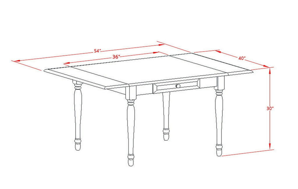 East West Furniture MZDO3-BCH-W 3 Piece Dining Set Contains a Rectangle Dining Table with Dropleaf and 2 Kitchen Chairs, 36x54 Inch, Black & Cherry