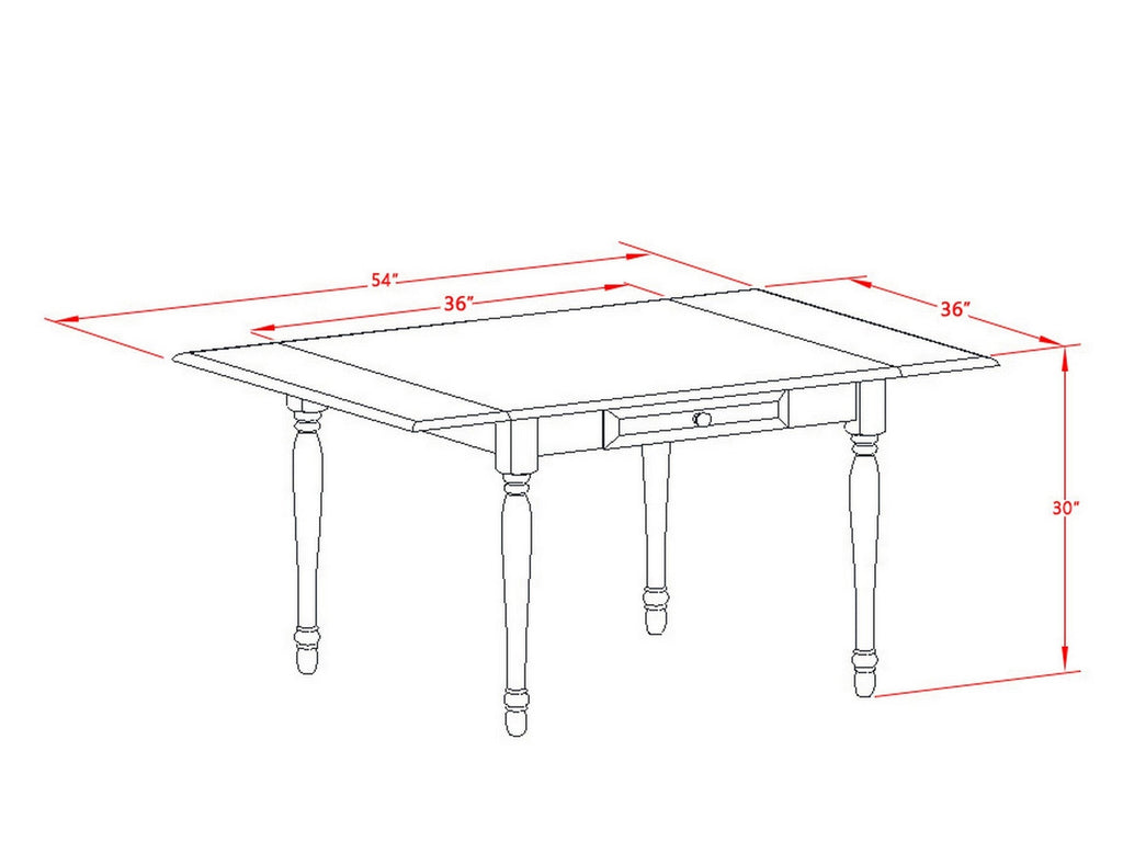 East West Furniture MZQU3-BCH-W 3 Piece Kitchen Table Set for Small Spaces Contains a Rectangle Dining Table with Dropleaf and 2 Dining Room Chairs, 36x54 Inch, Black & Cherry