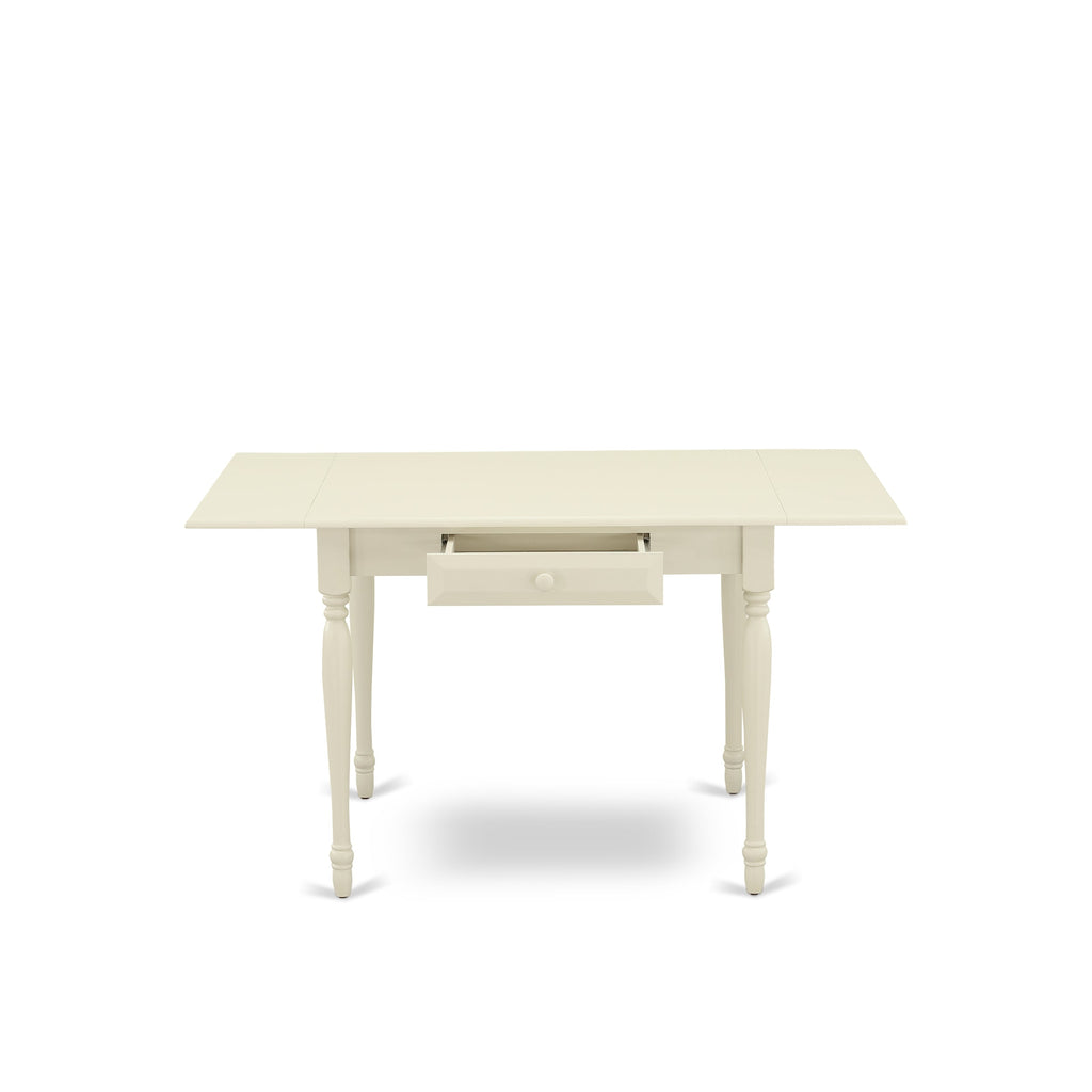 East West Furniture 1MZEN5-LWH-06 5 Piece Dinette Set Includes a Rectangle Dining Room Table with Dropleaf and 4 Dark Shitake Linen Fabric Upholstered Parson Chairs, 36x54 Inch, Linen White