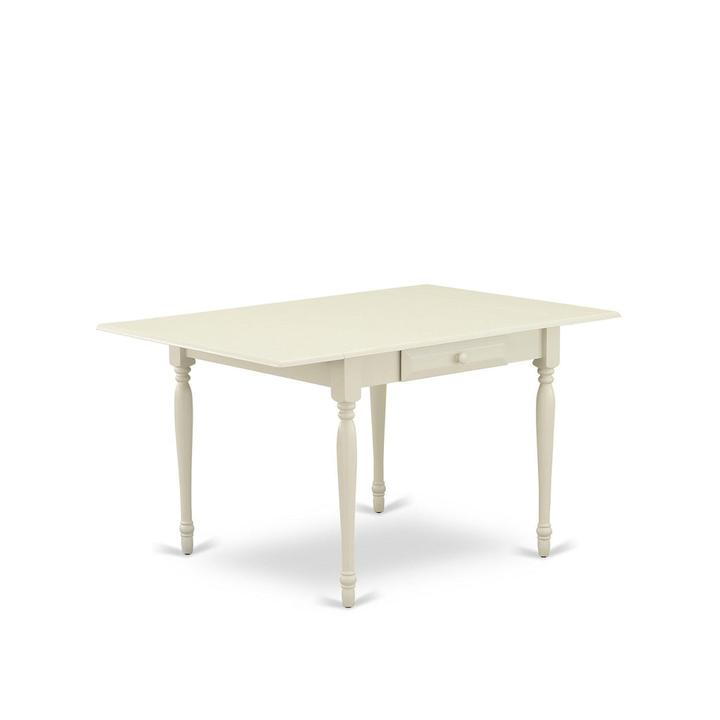 East West Furniture MZBO3-LWH-W 3 Piece Dining Table Set for Small Spaces Contains a Rectangle Dining Room Table with Dropleaf and 2 Wood Seat Chairs, 36x54 Inch, Linen White