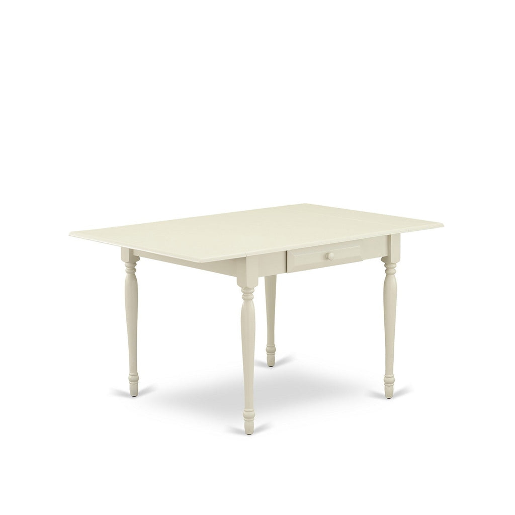 East West Furniture 1MZEN5-LWH-06 5 Piece Dinette Set Includes a Rectangle Dining Room Table with Dropleaf and 4 Dark Shitake Linen Fabric Upholstered Parson Chairs, 36x54 Inch, Linen White