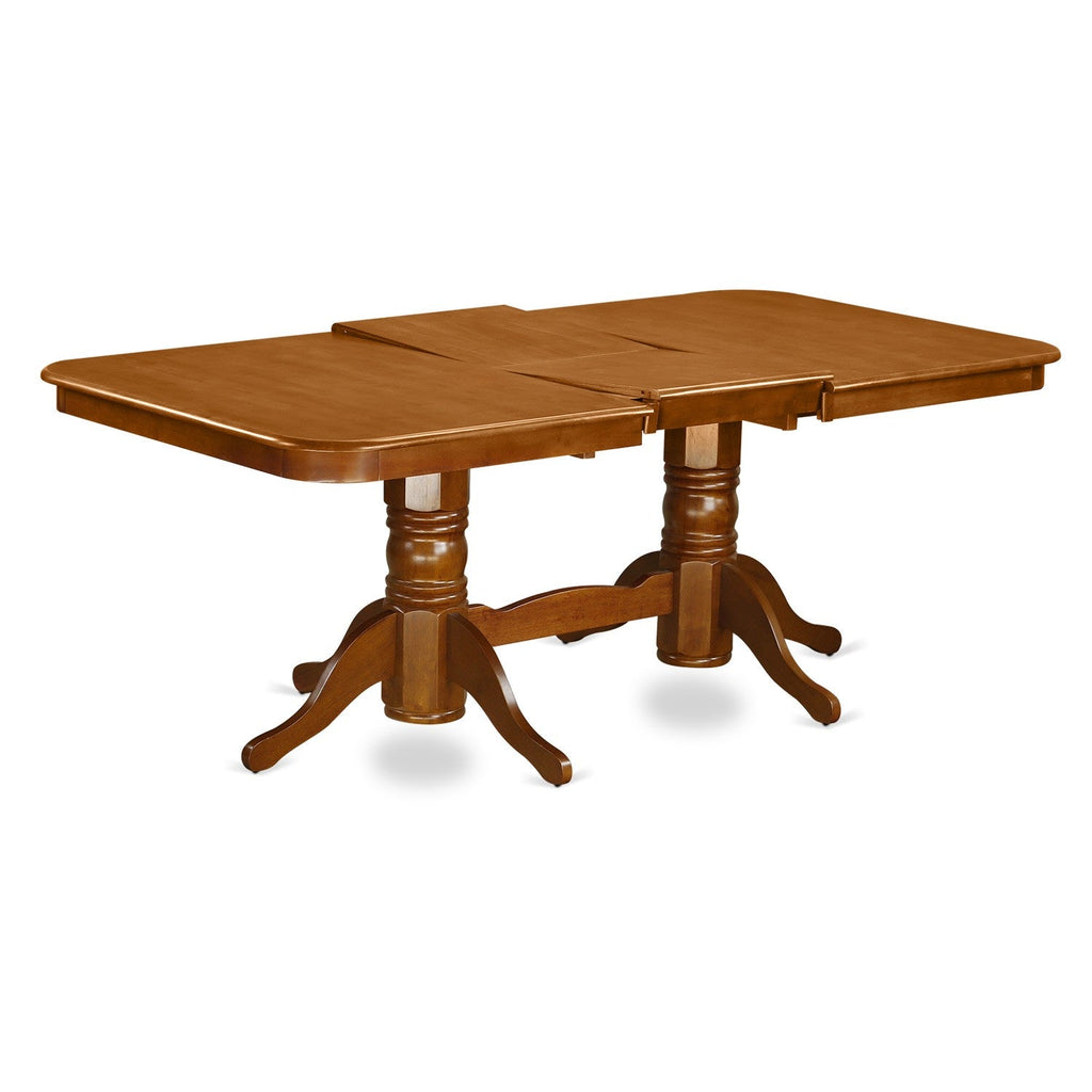 East West Furniture NAPO7-SBR-W 7 Piece Dining Table Set Consist of a Rectangle Wooden Table with Butterfly Leaf and 6 Dining Room Chairs, 40x78 Inch, Saddle Brown