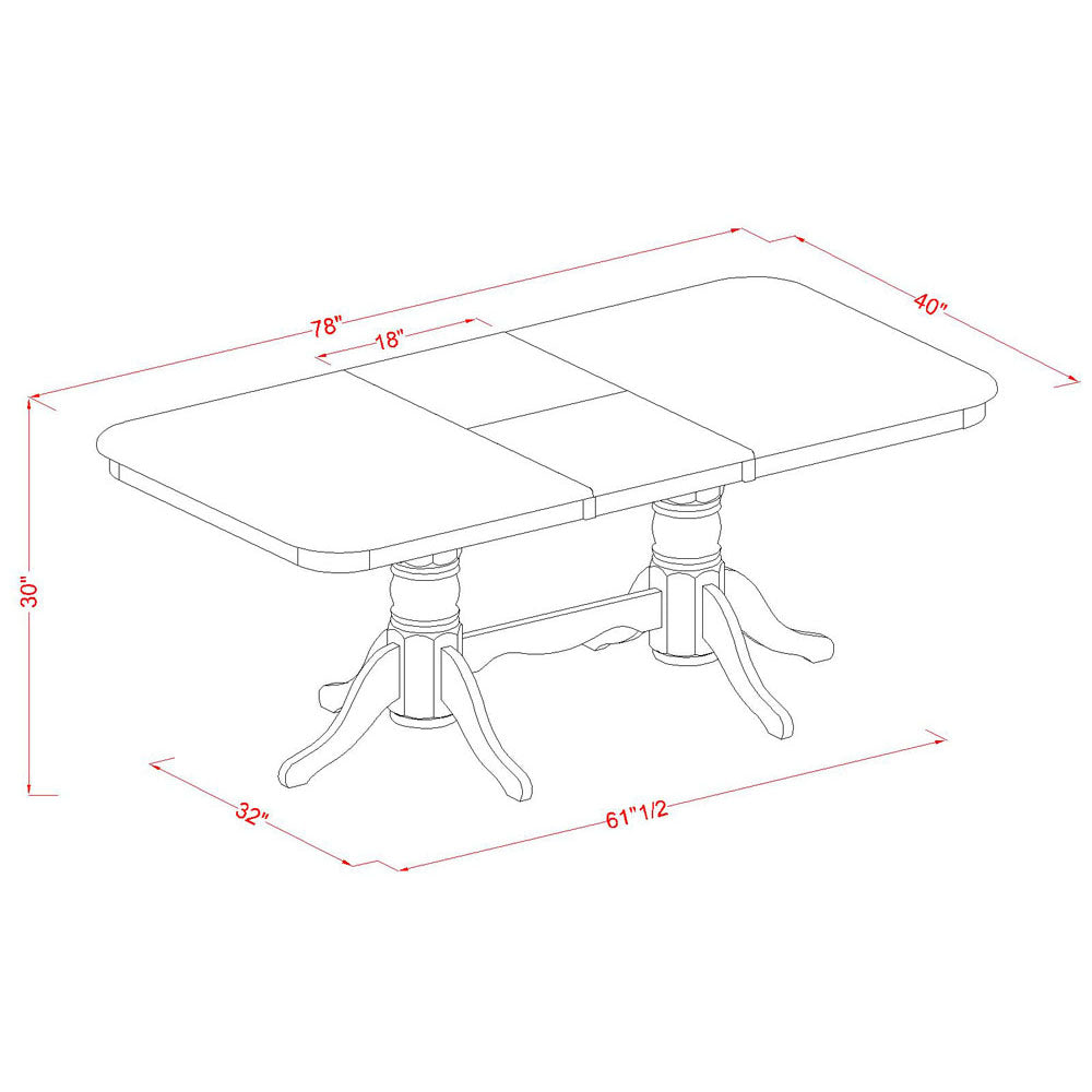 East West Furniture NAPL9-WHI-W 9 Piece Dining Table Set Includes a Rectangle Dining Room Table with Butterfly Leaf and 8 Wooden Seat Chairs, 40x78 Inch, Buttermilk & Cherry