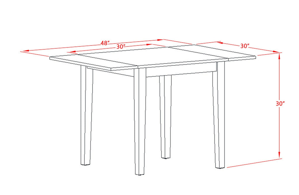 East West Furniture NDNI3-BCH-W 3 Piece Dining Set Contains a Rectangle Dining Room Table with Dropleaf and 2 Kitchen Chairs, 30x48 Inch, Black & Cherry