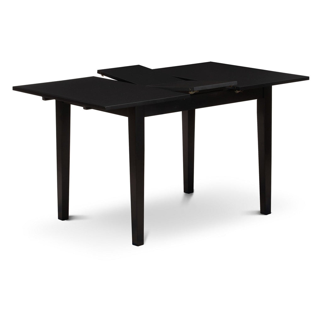 East West Furniture NOWE3-BLK-W 3 Piece Dining Room Table Set  Contains a Rectangle Kitchen Table with Butterfly Leaf and 2 Dining Chairs, 32x54 Inch, Black