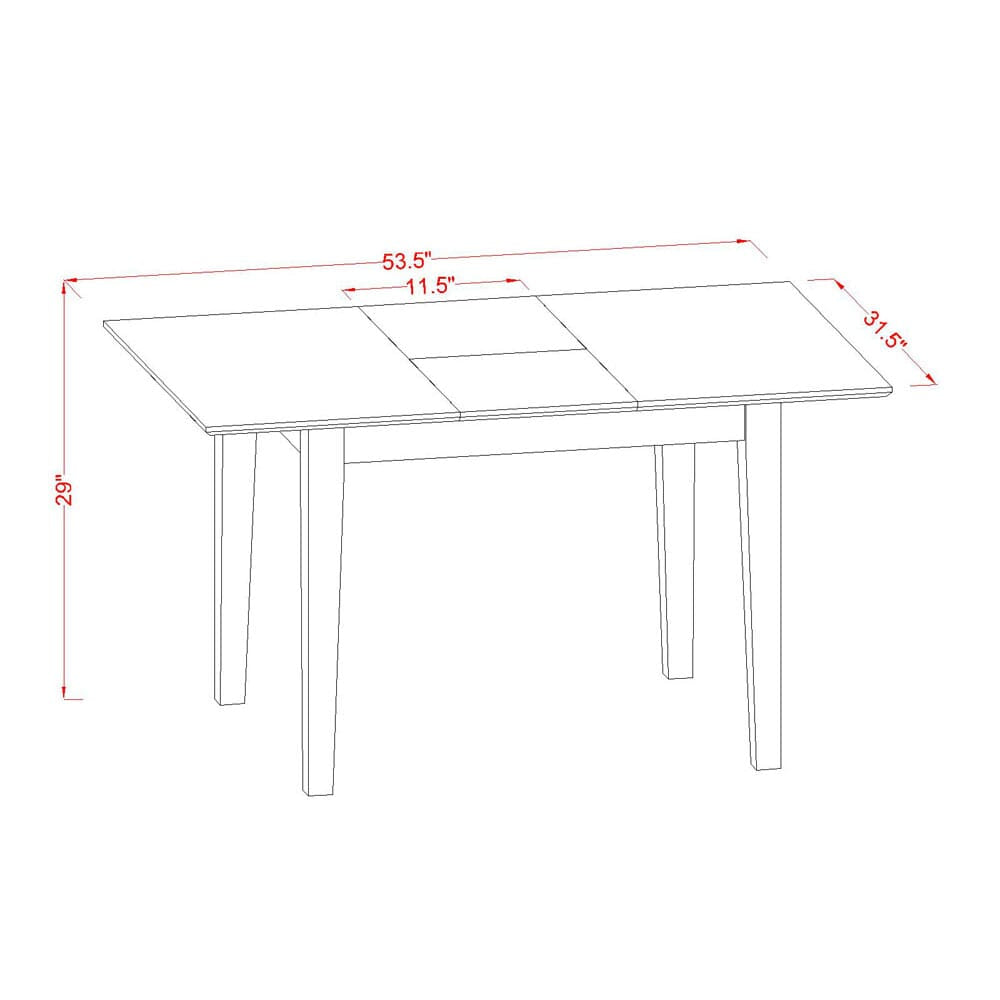 East West Furniture NODO3-LWH-W 3 Piece Dining Set Contains a Rectangle Dining Room Table with Butterfly Leaf and 2 Kitchen Chairs, 32x54 Inch, Linen White