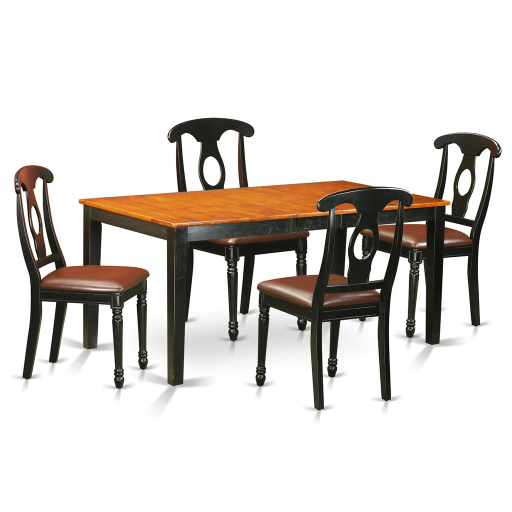 East West Furniture NIKE5-BCH-LC 5 Piece Dining Room Furniture Set Includes a Rectangle Kitchen Table with Butterfly Leaf and 4 Faux Leather Upholstered Chairs, 36x66 Inch, Black & Cherry