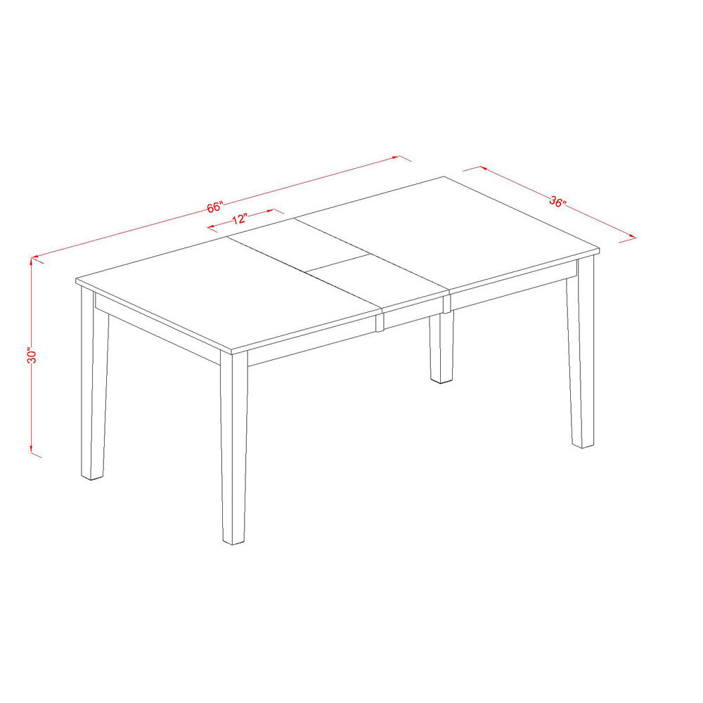 East West Furniture NIPL6-BCH-W 6 Piece Dining Table Set Contains a Rectangle Dining Room Table with Butterfly Leaf and 4 Wooden Seat Chairs with a Bench, 36x66 Inch, Black & Cherry