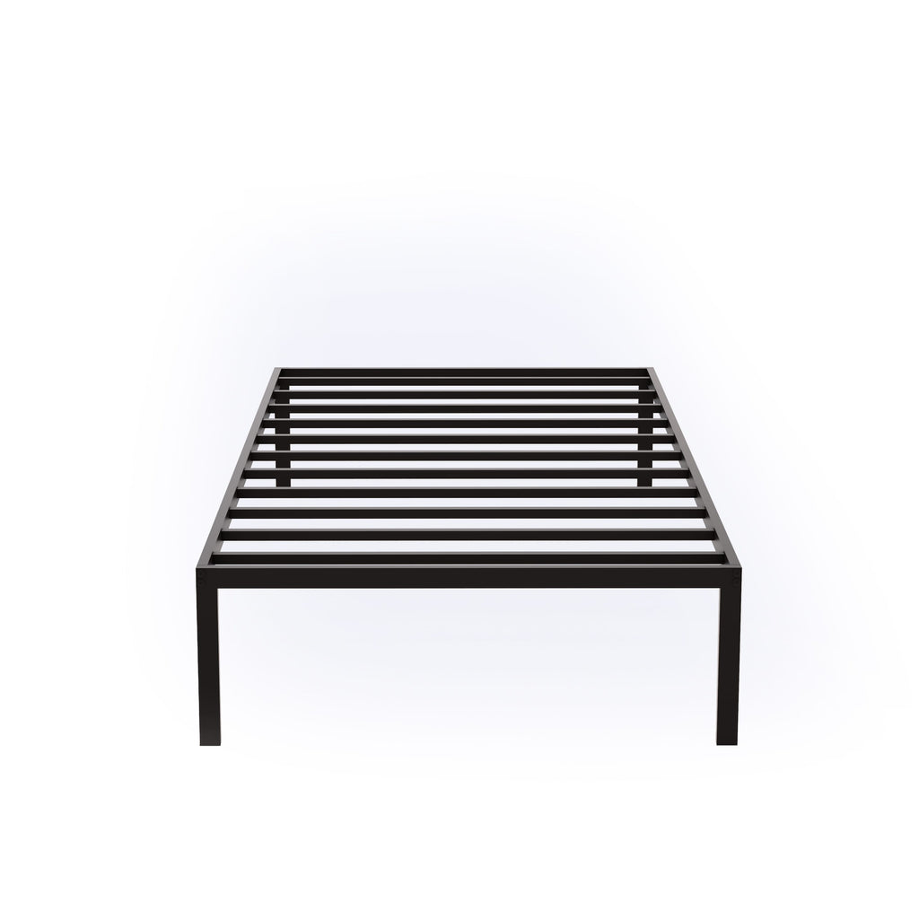 East West Furniture NWTBBLK Norwich Modern Bed Frame with 4 Metal Legs - Magnificent Bed in Powder Coating Black Color