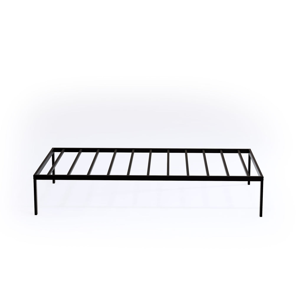 East West Furniture NWTBBLK Norwich Modern Bed Frame with 4 Metal Legs - Magnificent Bed in Powder Coating Black Color