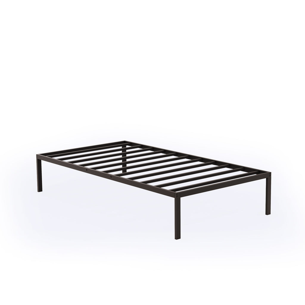 East West Furniture NWTBBLK Norwich Modern Bed Frame with 4 Metal Legs - Magnificent Bed in Powder Coating Black Color