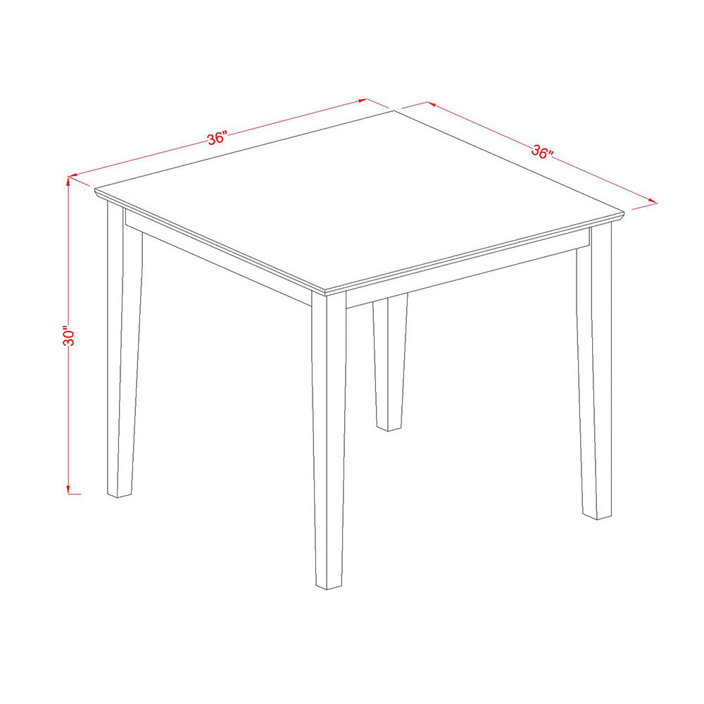 East West Furniture OXCL5-LWH-W 5 Piece Dining Table Set for 4 Includes a Square Kitchen Table and 4 Dining Room Chairs, 36x36 Inch, Linen White