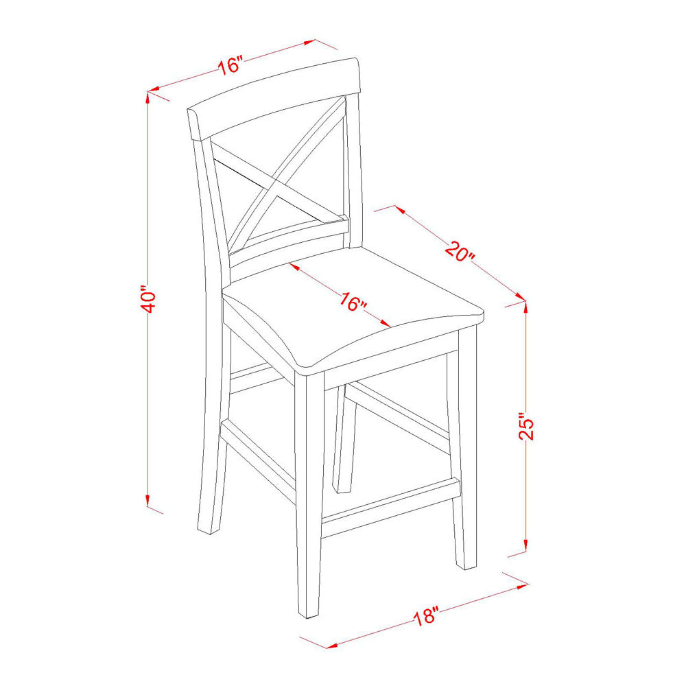 East West Furniture CAPB7H-OAK-C 7 Piece Counter Height Pub Set Consist of a Rectangle Dining Table and 6 Linen Fabric Dining Room Chairs, 36x60 Inch, Oak