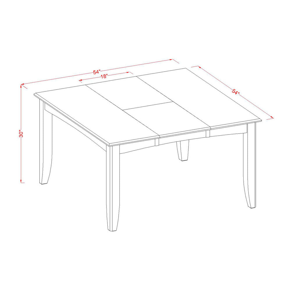 East West Furniture PFNI7-BCH-W 7 Piece Modern Dining Table Set Consist of a Square Wooden Table with Butterfly Leaf and 6 Dining Chairs, 54x54 Inch, Black & Cherry