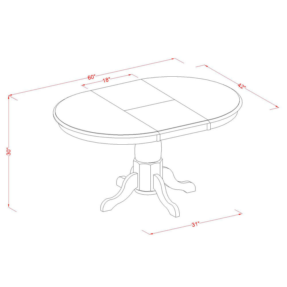 East West Furniture POPL5-SBR-W 5 Piece Dining Set Includes an Oval Dining Room Table with Butterfly Leaf and 4 Wood Seat Chairs, 42x60 Inch, Saddle Brown