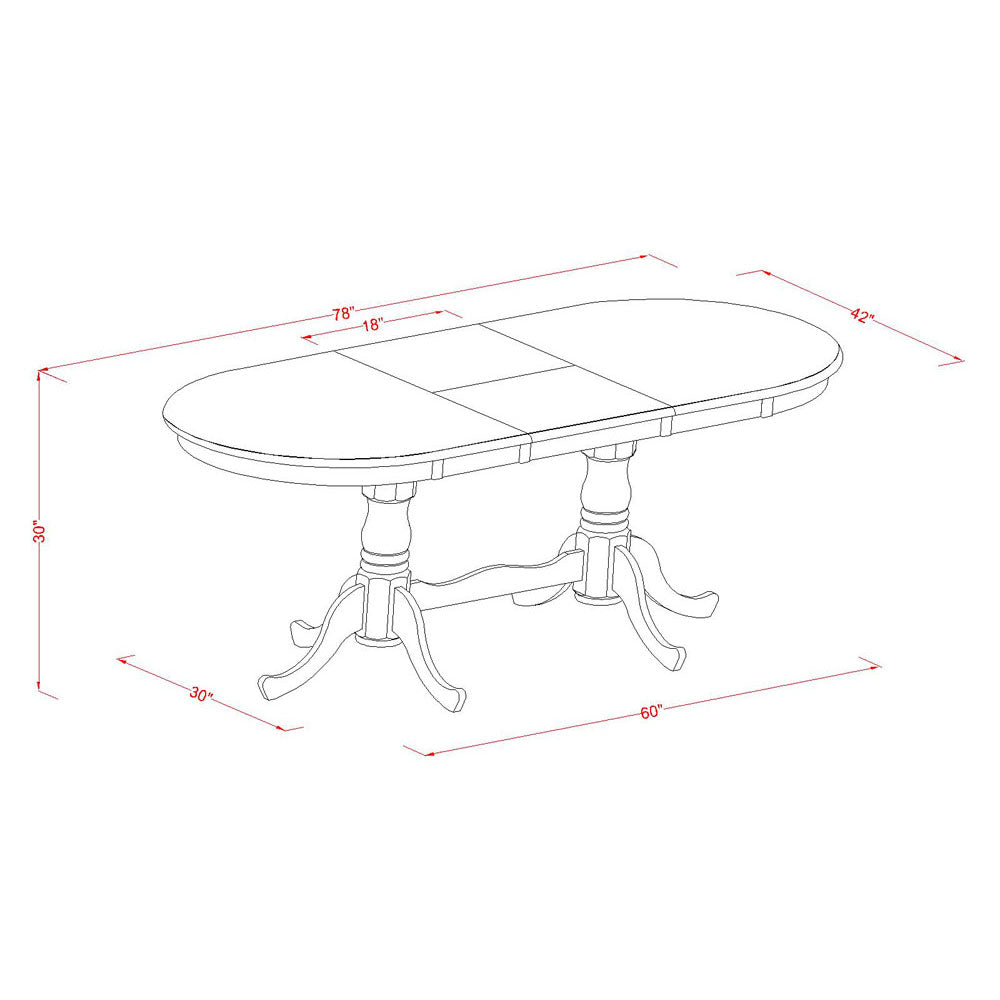 East West Furniture PLKE7-BCH-W 7 Piece Kitchen Table & Chairs Set Consist of an Oval Dining Room Table with Butterfly Leaf and 6 Dining Chairs, 42x78 Inch, Black & Cherry