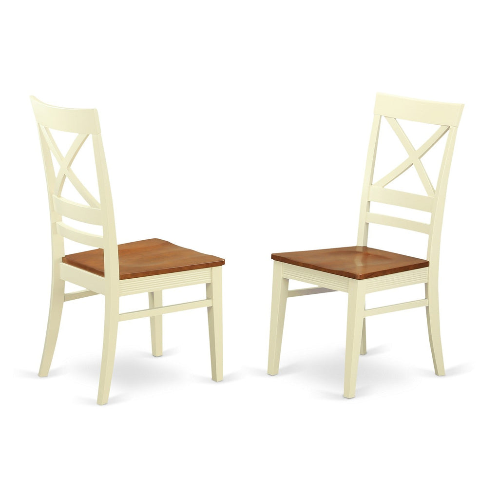 East West Furniture DOQU7-WHI-W 7 Piece Dining Room Table Set Consist of a Rectangle Wooden Table with Butterfly Leaf and 6 Kitchen Dining Chairs, 42x78 Inch, Buttermilk & Cherry