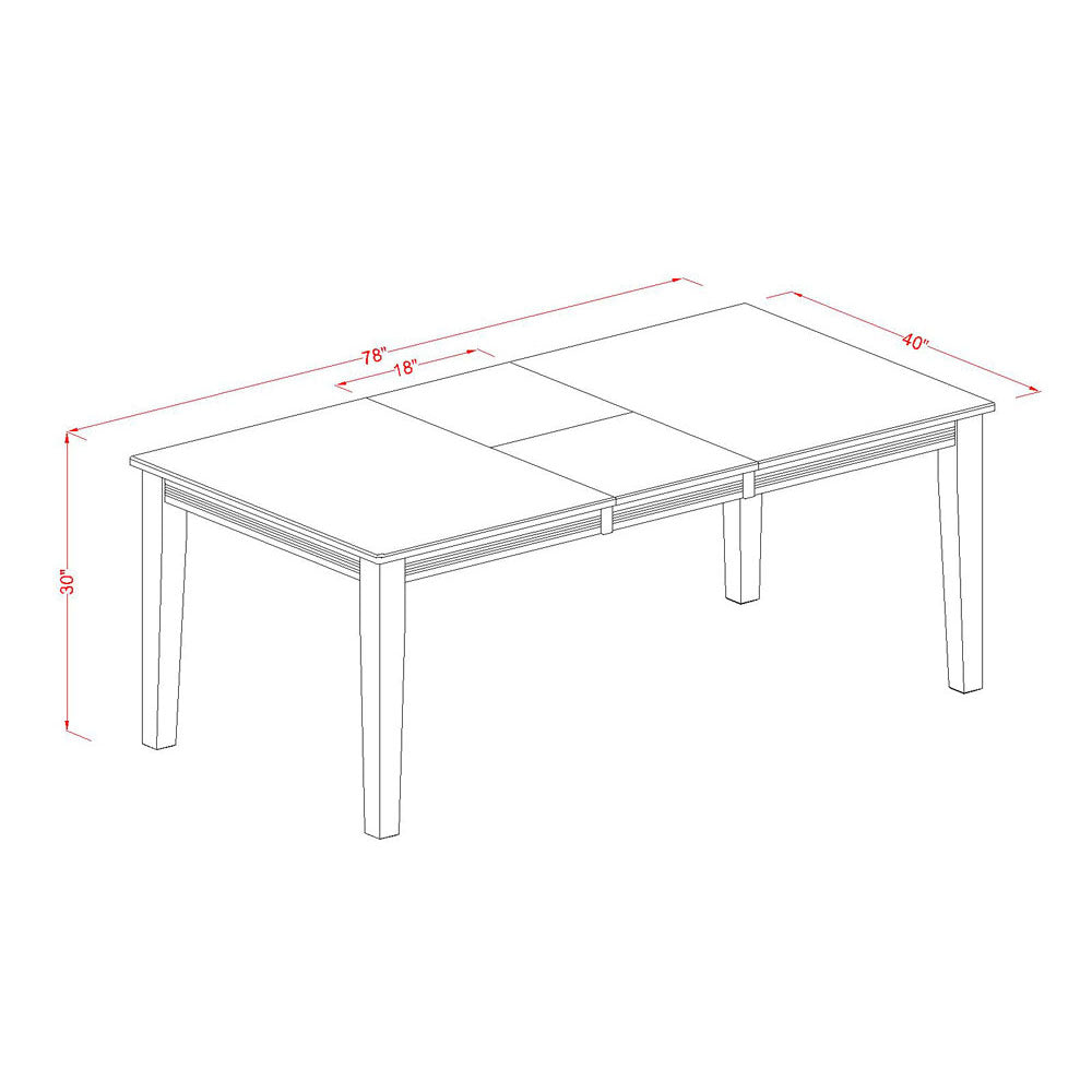 East West Furniture QUDA7-BCH-W 7 Piece Dining Table Set Consist of a Rectangle Dining Room Table with Butterfly Leaf and 6 Wood Seat Chairs, 40x78 Inch, Black & Cherry