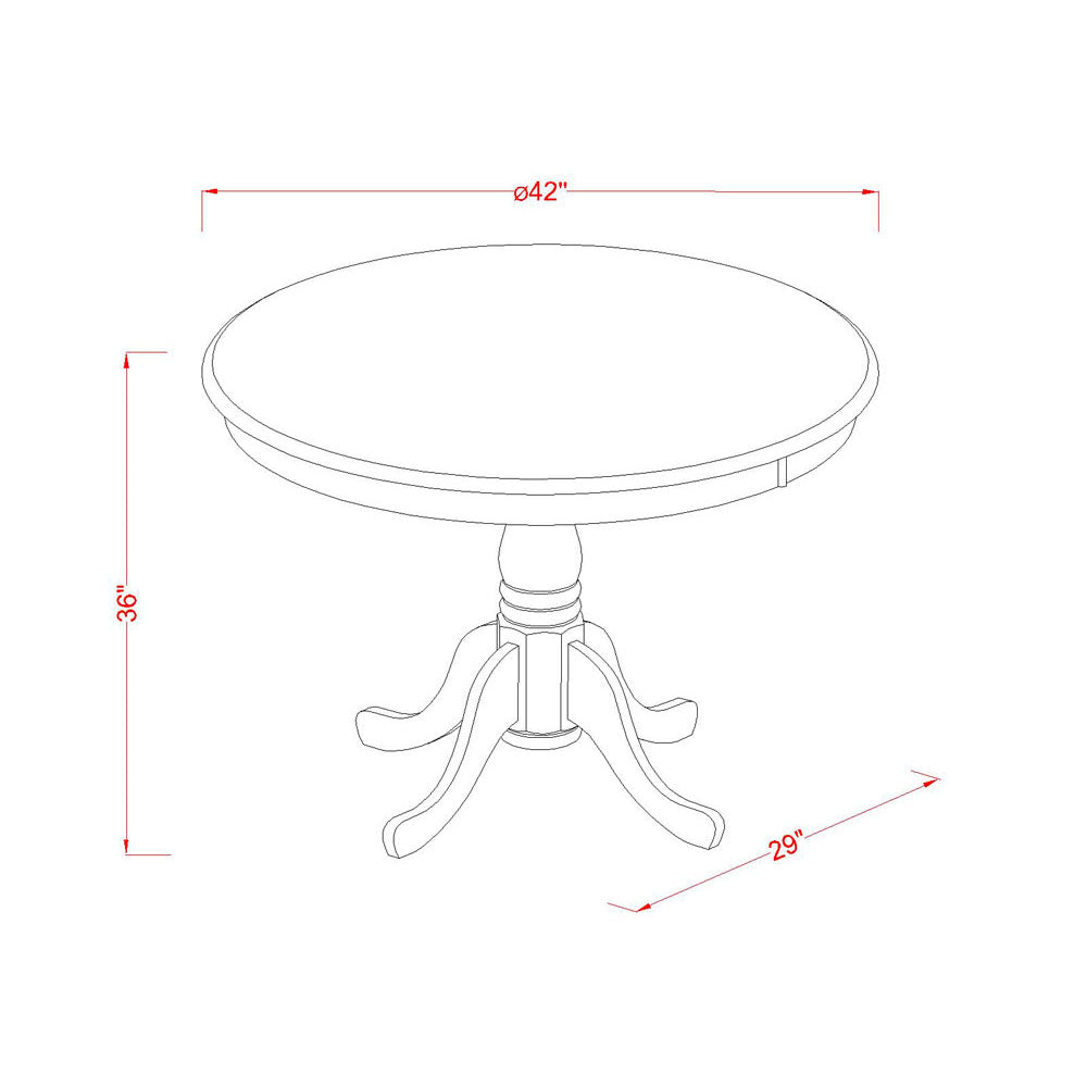 East West Furniture TRT-BLK-TP Trenton Counter Height Table - a Round Dining Table Top with Pedestal Base, 42x42 Inch, Black & Cherry