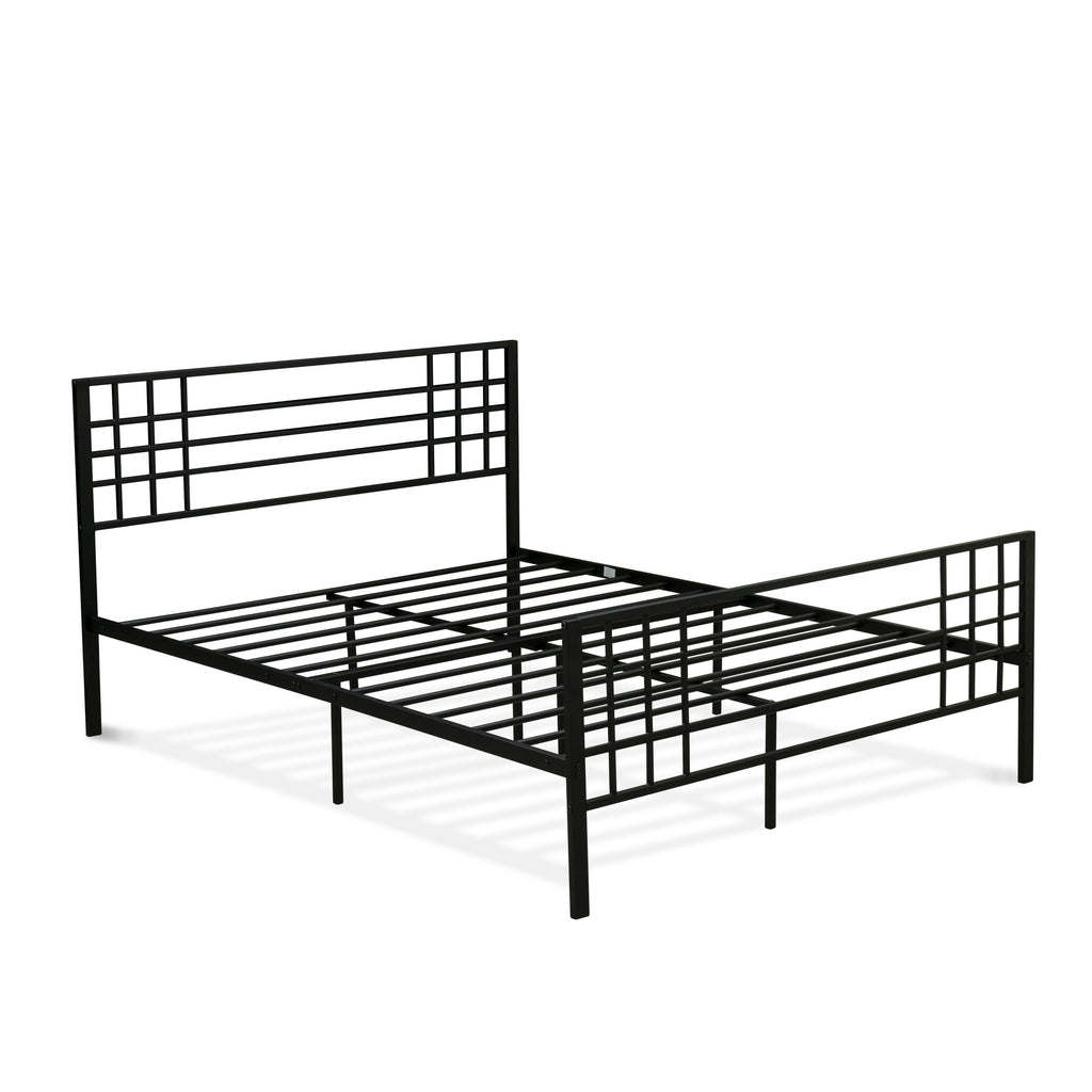 East West Furniture TYQBBLK Tyler Queen Platform Bed with 9 Metal Legs - Magnificent Bed in Powder Coating Black Color