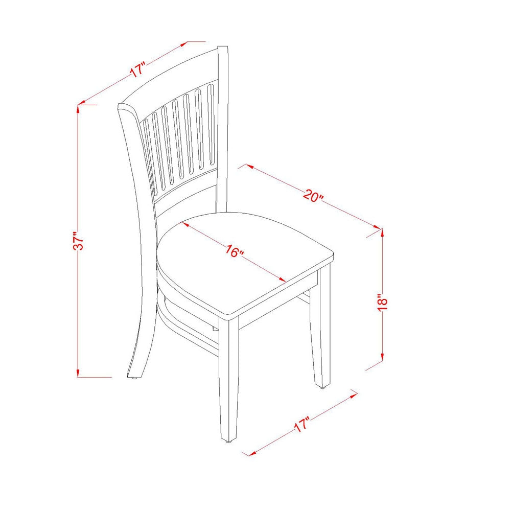 East West Furniture VAC-ESP-W Vancouver Kitchen Dining Chairs - Slat Back Wood Seat Chairs, Set of 2, Espresso