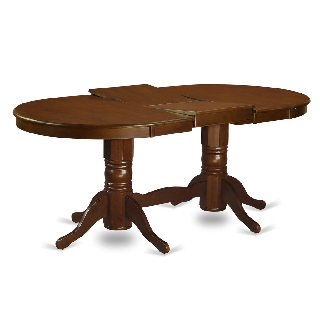 East West Furniture VAT-ESP-TP Vancouver Dining Room Table - an Oval kitchen Table Top with Butterfly Leaf & Double Pedestal Base, 40x76 Inch, Espresso