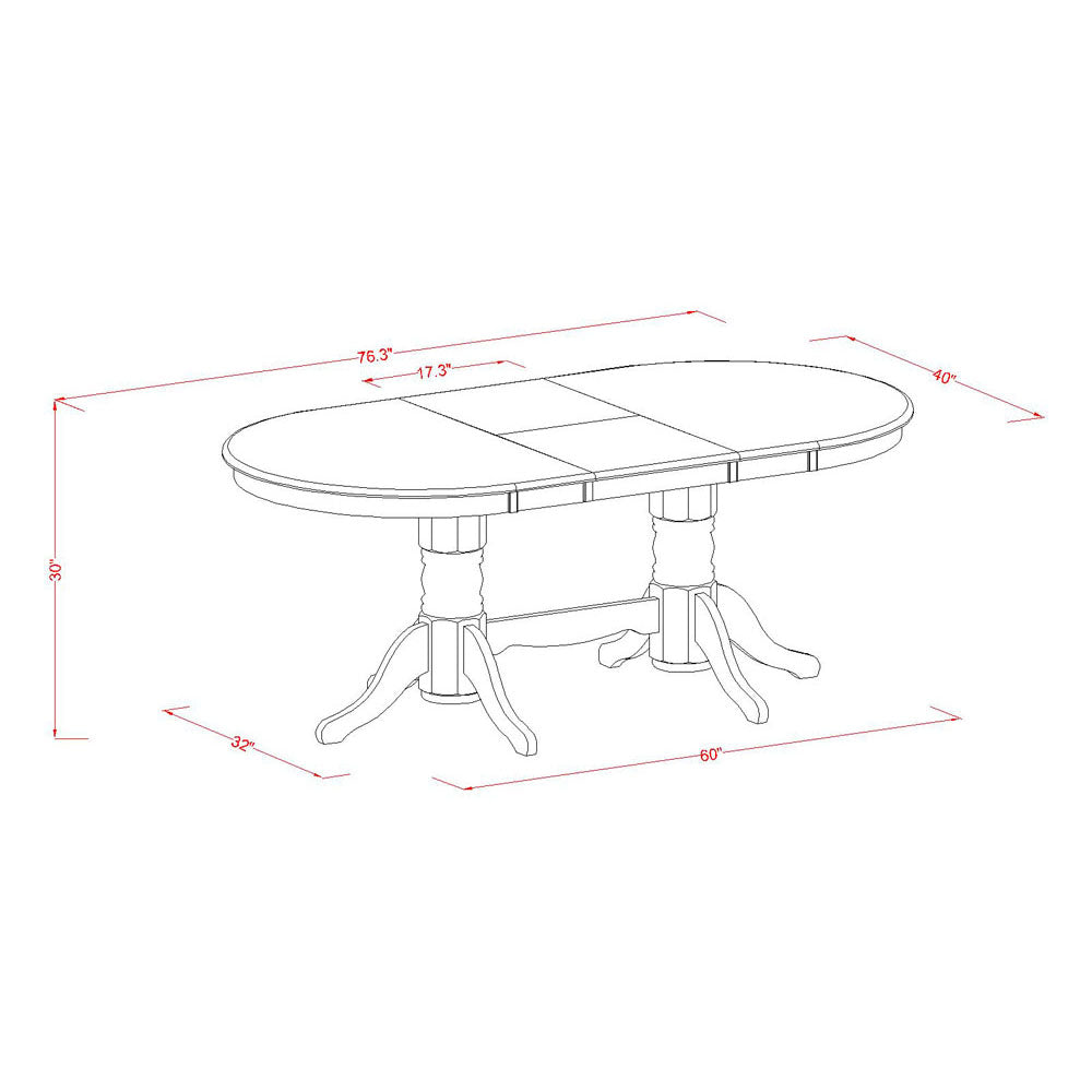 East West Furniture VANC5-ESP-W 5 Piece Dining Room Table Set Includes an Oval Kitchen Table with Butterfly Leaf and 4 Dining Chairs, 40x76 Inch, Espresso