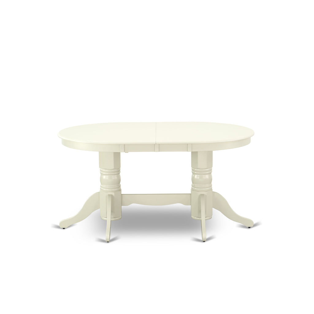 East West Furniture VACL5-LWH-W 5 Piece Modern Dining Table Set Includes an Oval Wooden Table with Butterfly Leaf and 4 Dining Chairs, 40x76 Inch, Linen White