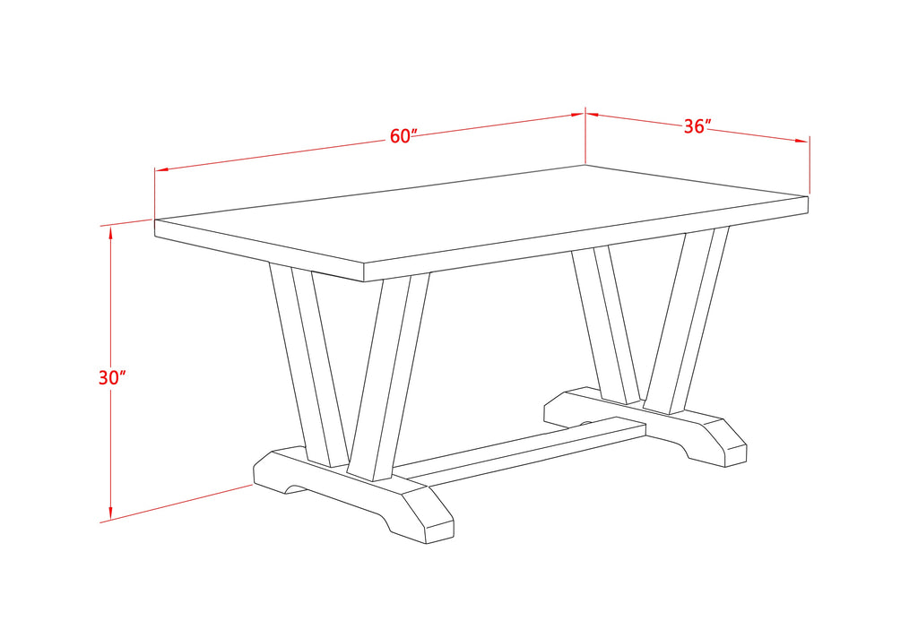 East West Furniture VT026 V-Style Dining Room Table - a Rectangle kitchen Table Top with Stylish Legs, 36x60 Inch, Multi-Color