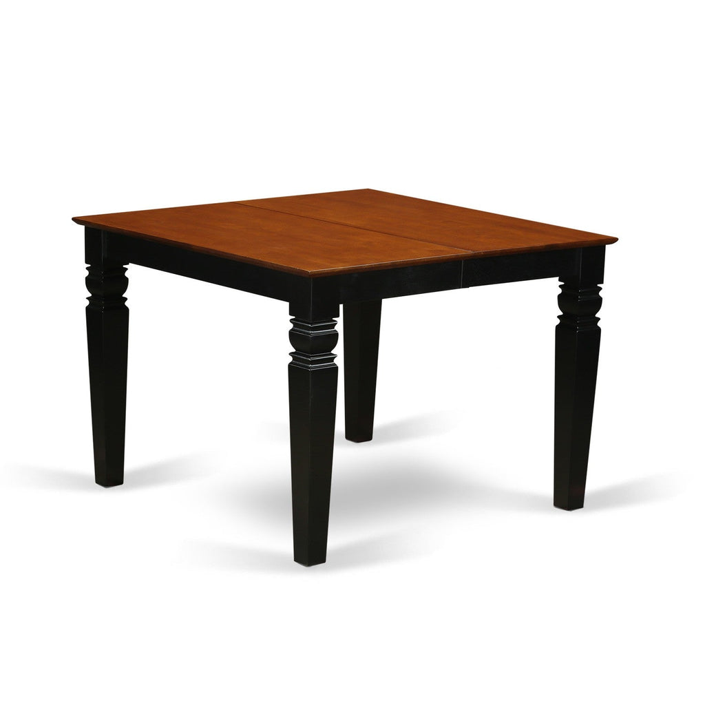 East West Furniture WEQU5-BCH-W 5 Piece Kitchen Table & Chairs Set Includes a Rectangle Dining Room Table with Butterfly Leaf and 4 Solid Wood Seat Chairs, 42x60 Inch, Black & Cherry