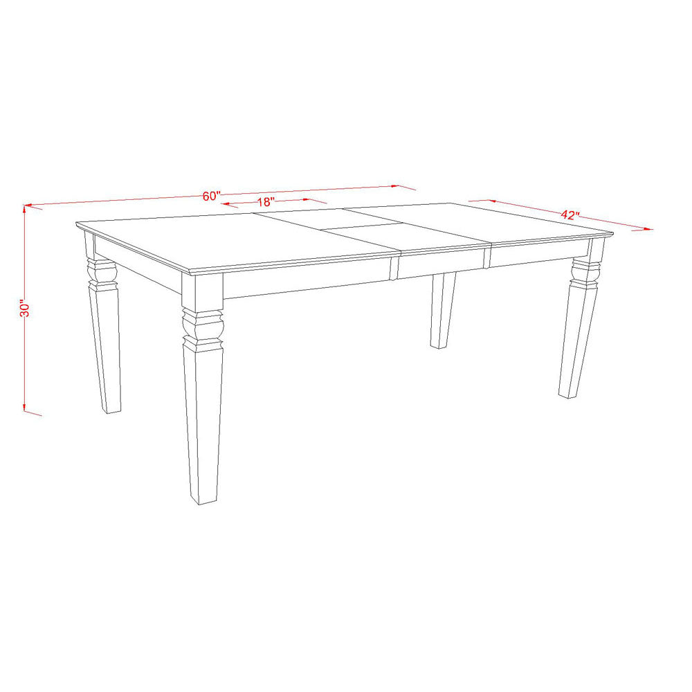 East West Furniture WEPL5-BMK-W 5 Piece Kitchen Table Set for 4 Includes a Rectangle Dining Room Table with Butterfly Leaf and 4 Solid Wood Seat Chairs, 42x60 Inch, Buttermilk & Cherry