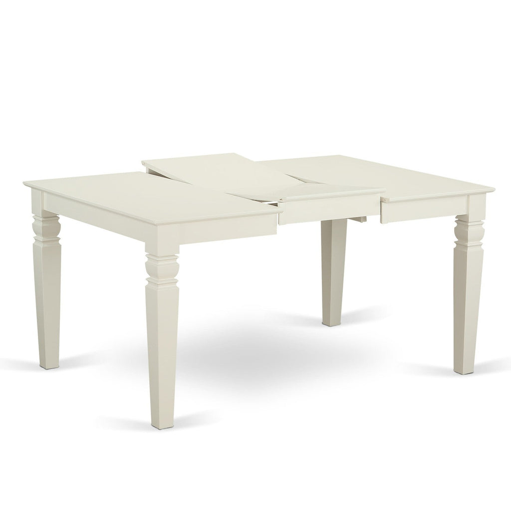 East West Furniture WENO7-LWH-W 7 Piece Dining Table Set Consist of a Rectangle Wooden Table with Butterfly Leaf and 6 Dining Room Chairs, 42x60 Inch, Linen White