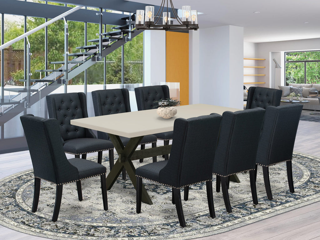 Black 9 piece dining best sale room set