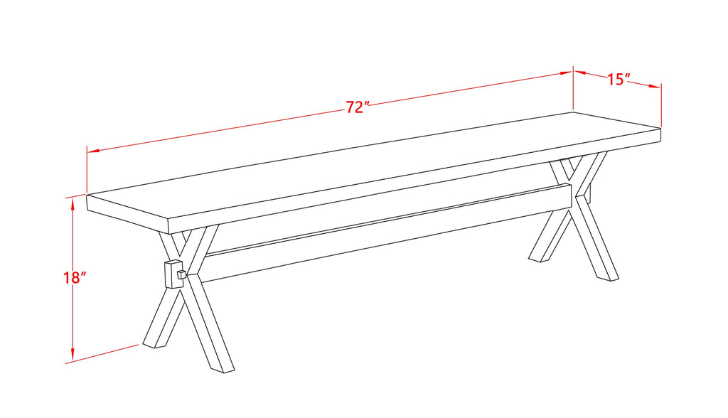 East West Furniture X677LA147-6 6 Piece Dining Table Set Contains a Rectangle Kitchen Table with X-Legs and 4 Light Sable Linen Fabric Parson Chairs with a Bench, 40x72 Inch, Multi-Color