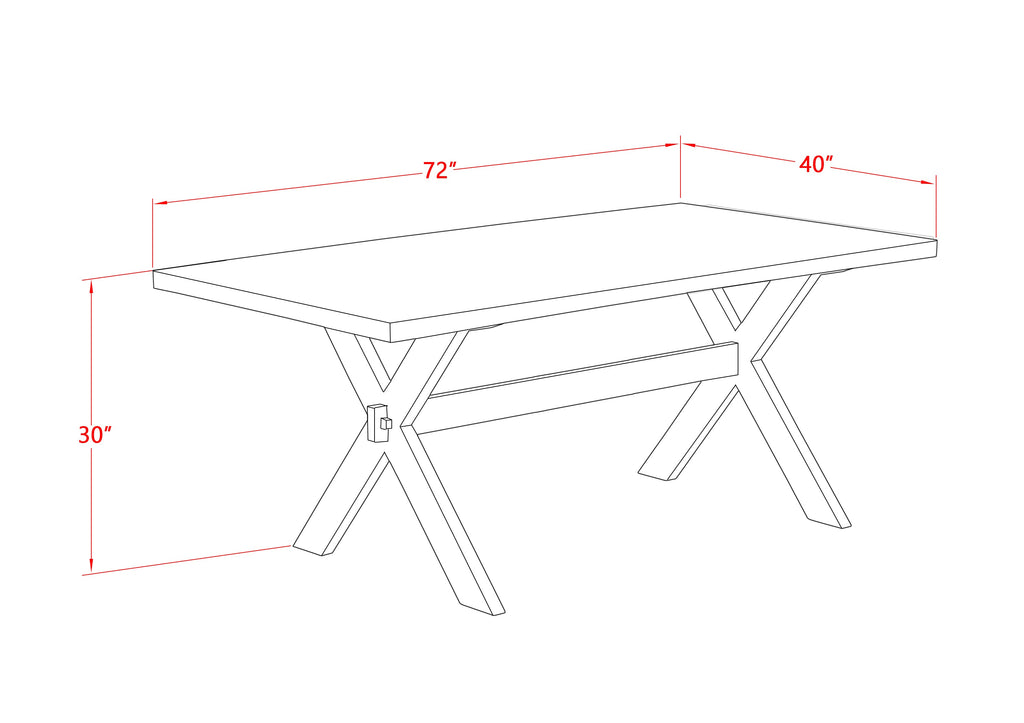 East West Furniture X027LA015-7 7 Piece Dining Room Furniture Set Consist of a Rectangle Dining Table with X-Legs and 6 Baby Blue Linen Fabric Parsons Chairs, 40x72 Inch, Multi-Color